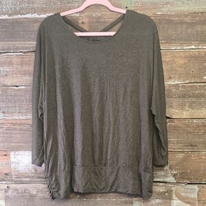 Apt. 9 Olive Green Scoop Neck Long Sleeve Top, Size XXL